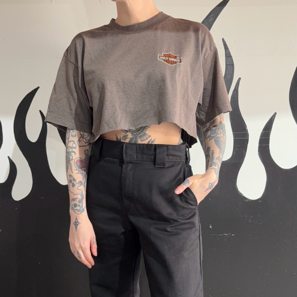 Harley-Davidson Brown Cropped Tee